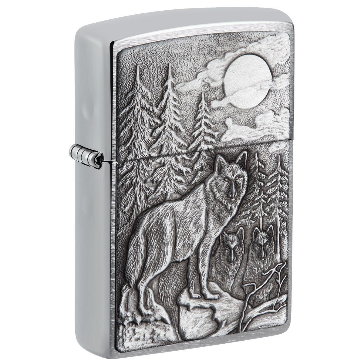 Zippo Lighter: Timberwolves Emblem - Brushed Chrome 20855