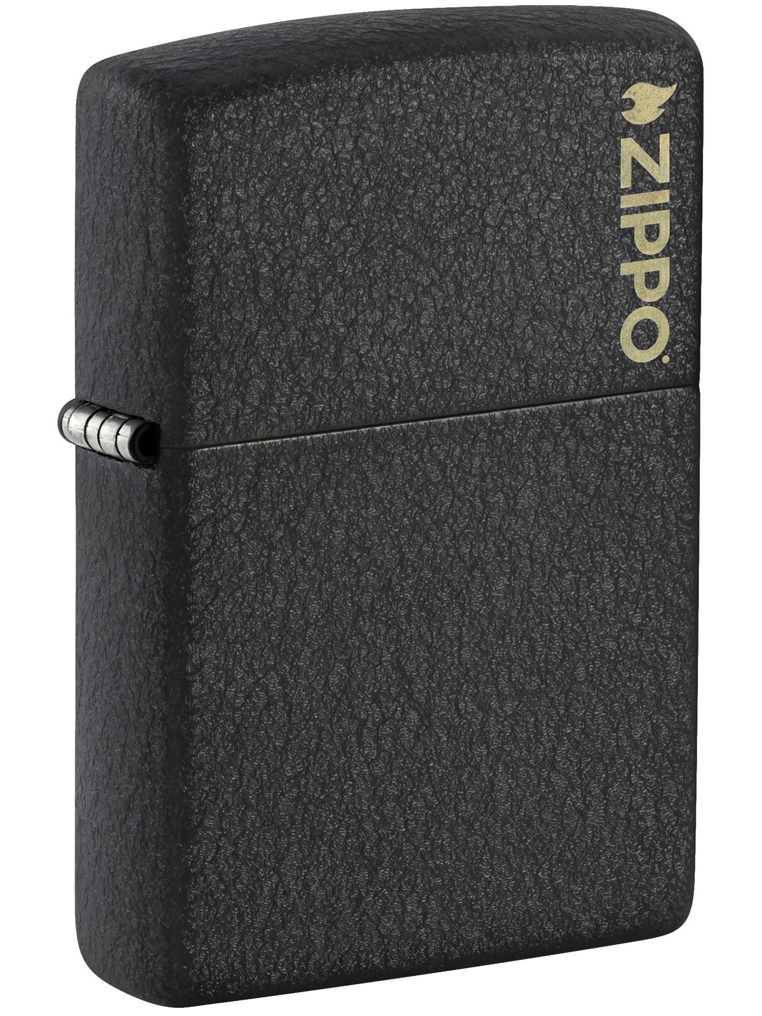 Zippo Lighter: Black Crackle with Zippo Logo - 236ZL