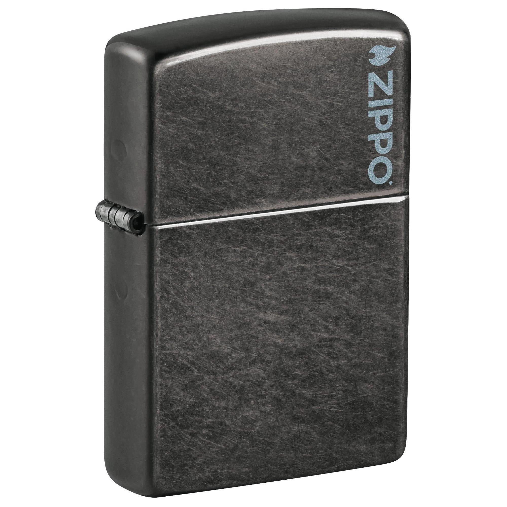 Zippo Lighter: Grey with Zippo Logo - 28378ZL