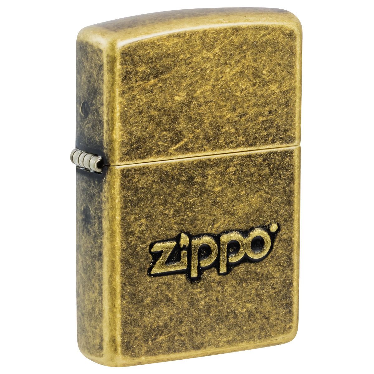 Zippo Lighter: Stamped Zippo Logo - Antique Brass 28994