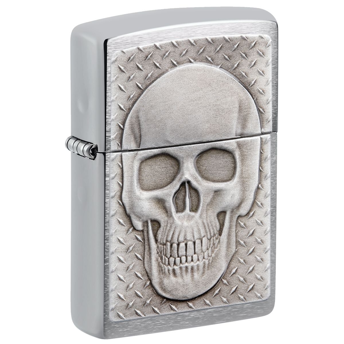 Zippo Lighter: Skull with Brain Surprise Emblem - Brushed Chrome 29818