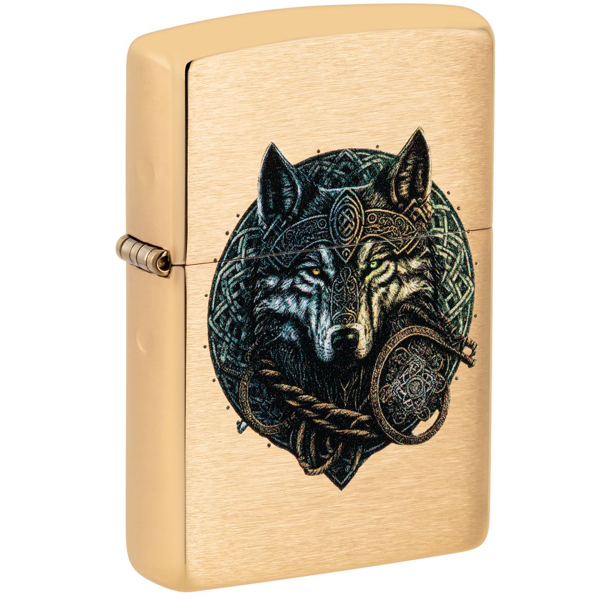 Zippo Lighter: Wolf Warrior - Brushed Brass 46050