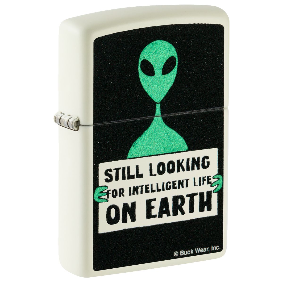 Zippo Lighter: Alien with Sign - Glow-in-the-Dark Green 46092