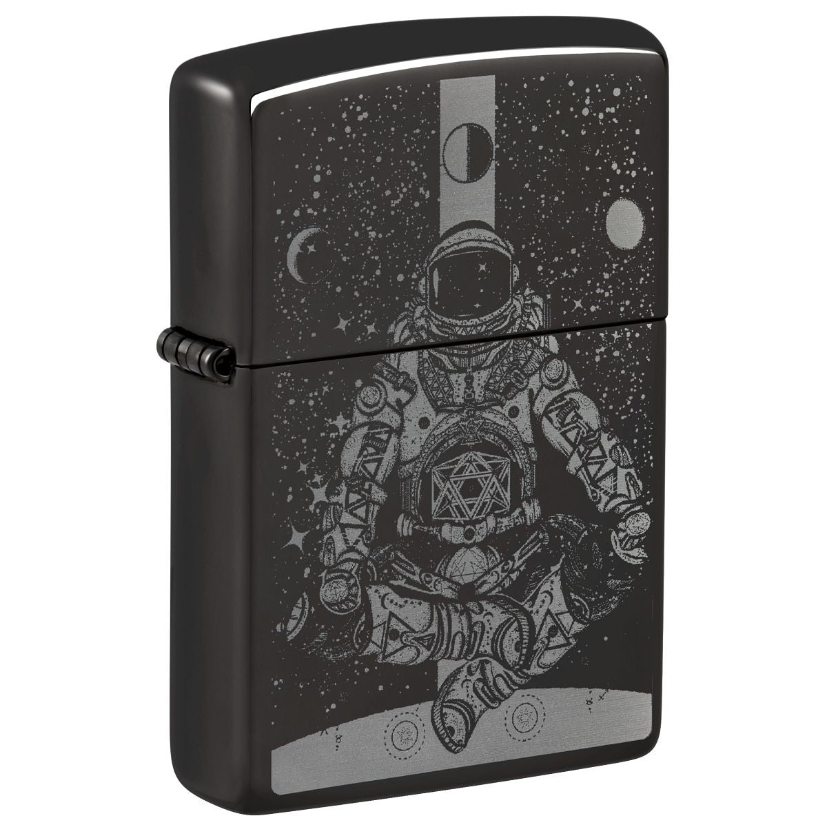 Zippo Lighter: Astronaut in Space, Photo Image - High Polish Black 46106