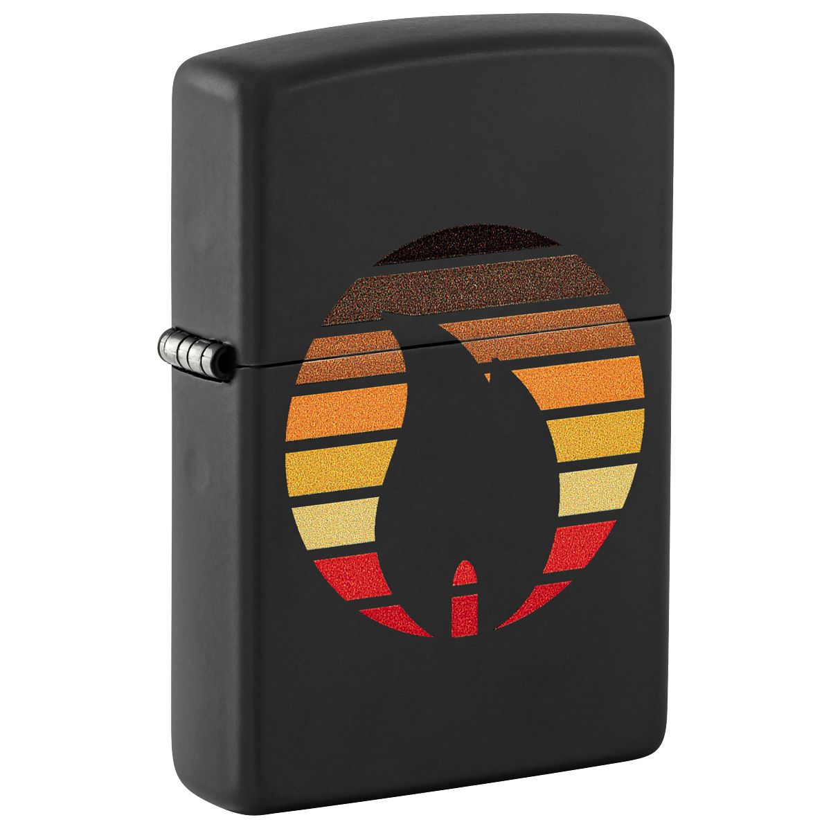 Zippo Lighter: Color Block Zippo Flame - Black Matte 46168