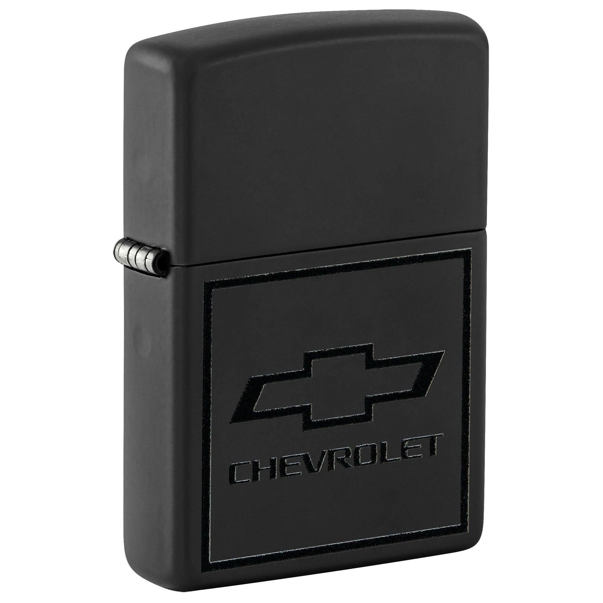 Zippo Lighter: Chevrolet Logo in Black - Black Matte 46228