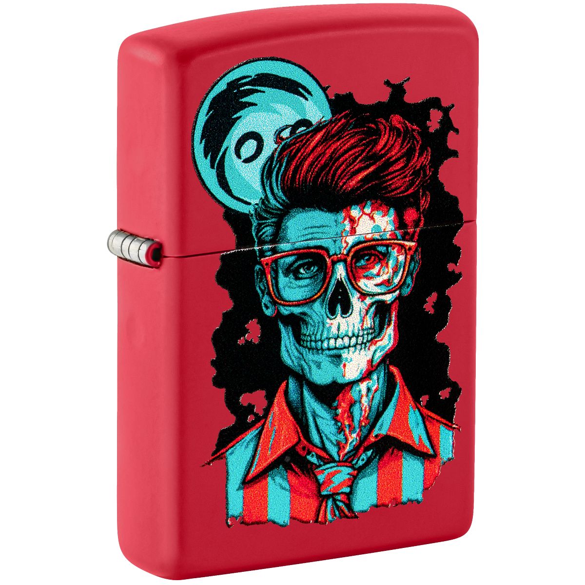Zippo Lighter: Dapper Skeleton Design - Red Matte 46242