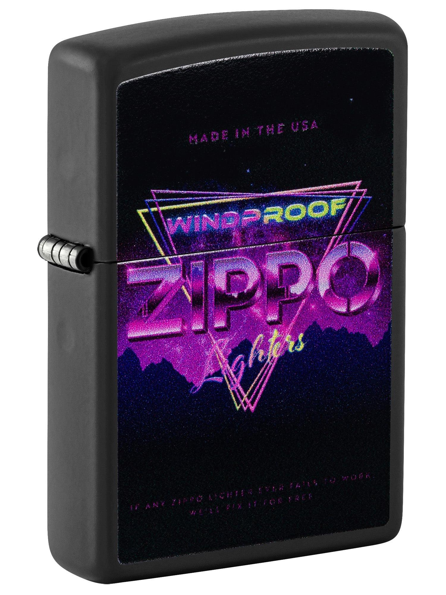 Zippo Lighter: Retro Zippo Sign - Black Matte 46247