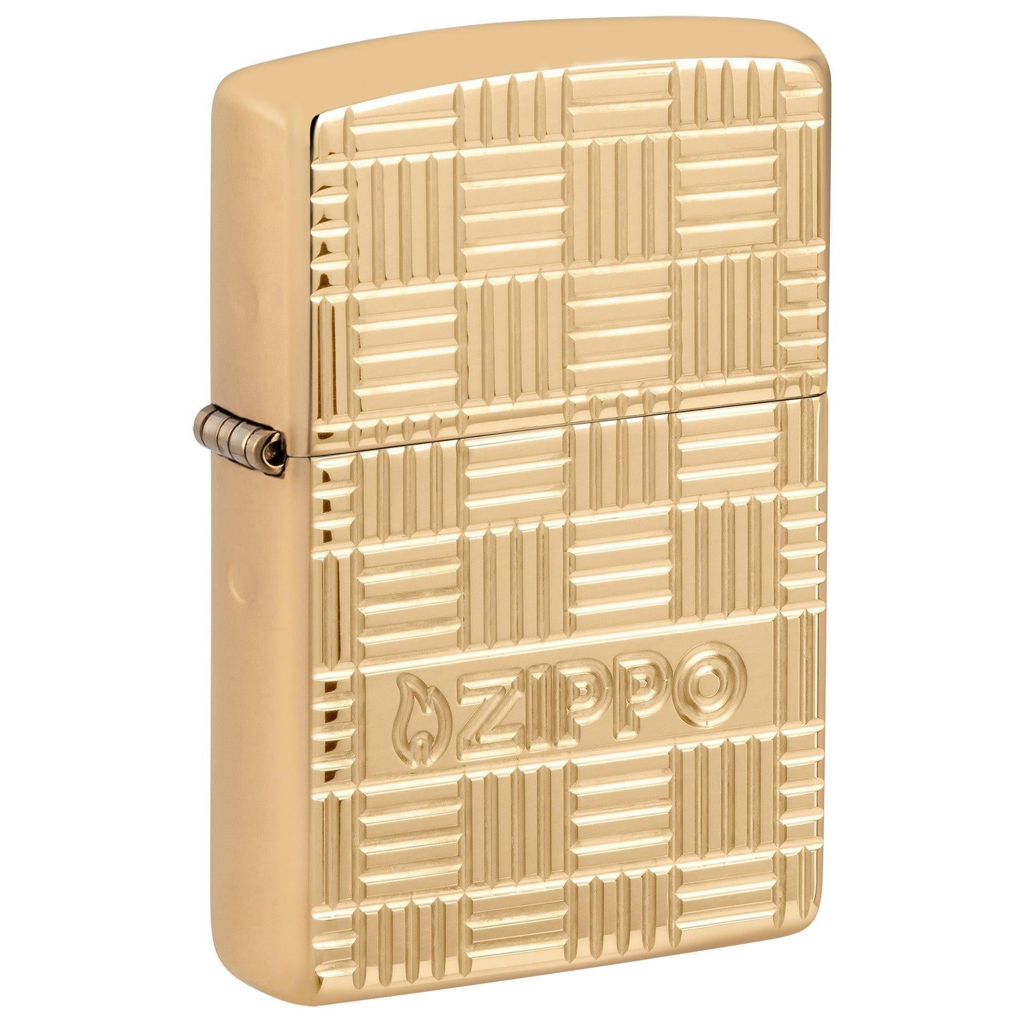 Zippo Lighter: Armor Deep Carved Zippo Design - High Polish Brass 46274