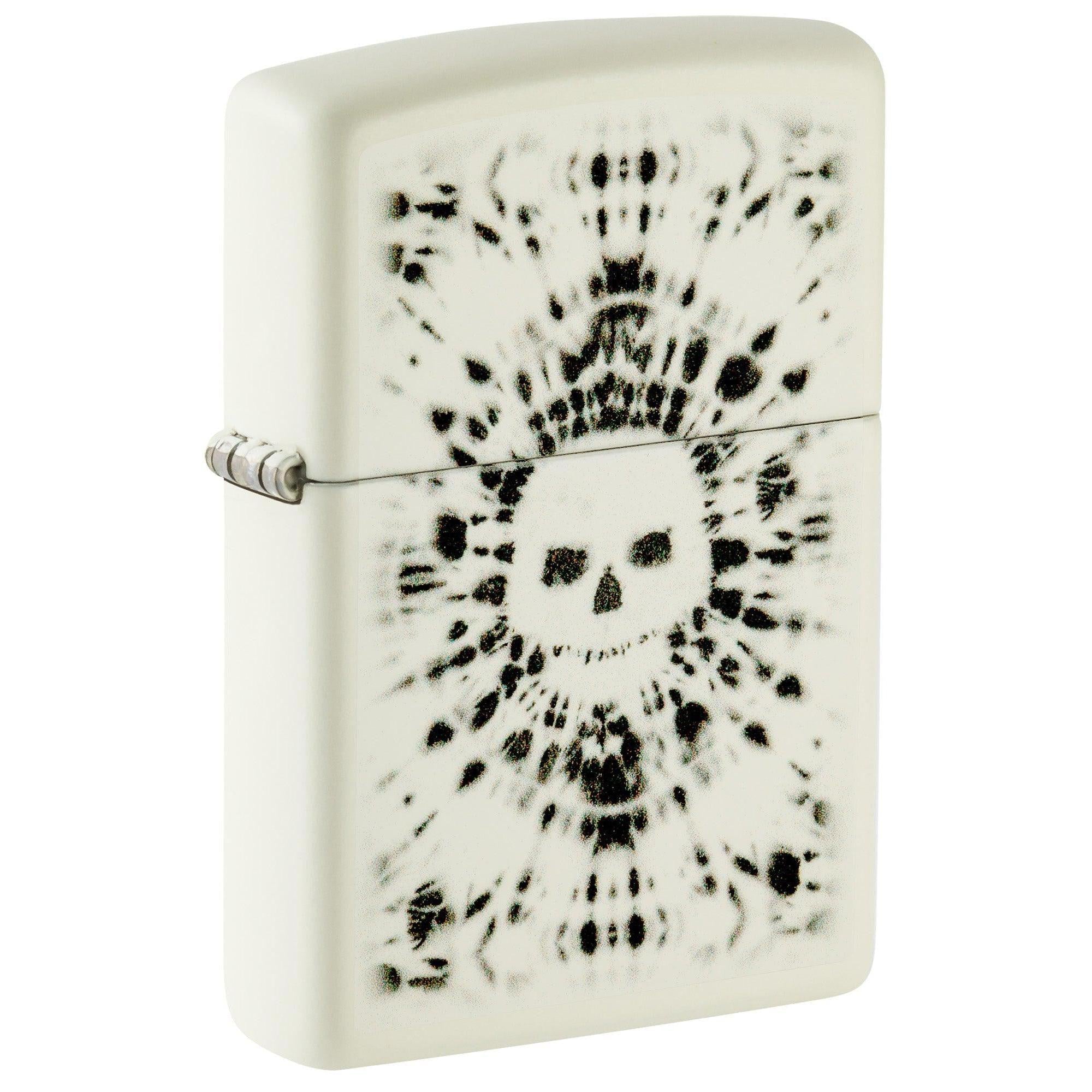 Zippo Lighter: Glowing Skull Design - Glow-in-the-Dark Green 46289