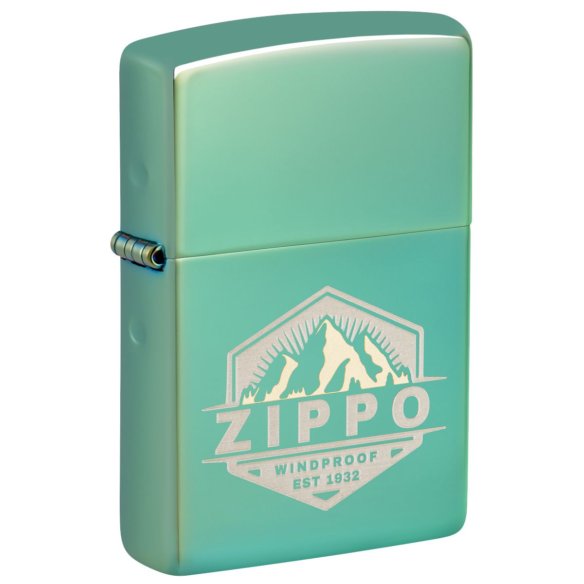 Zippo Lighter: Zippo Badge Design, Engraved - High Polish Green 46293