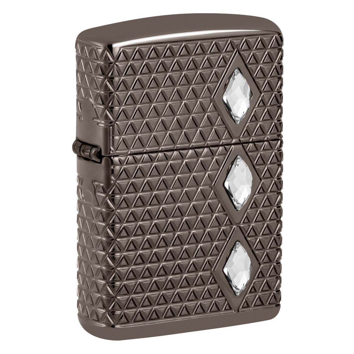 Zippo Lighter: Armor MultiCut, Diamond Pattern with Crystals - Black Ice 46316
