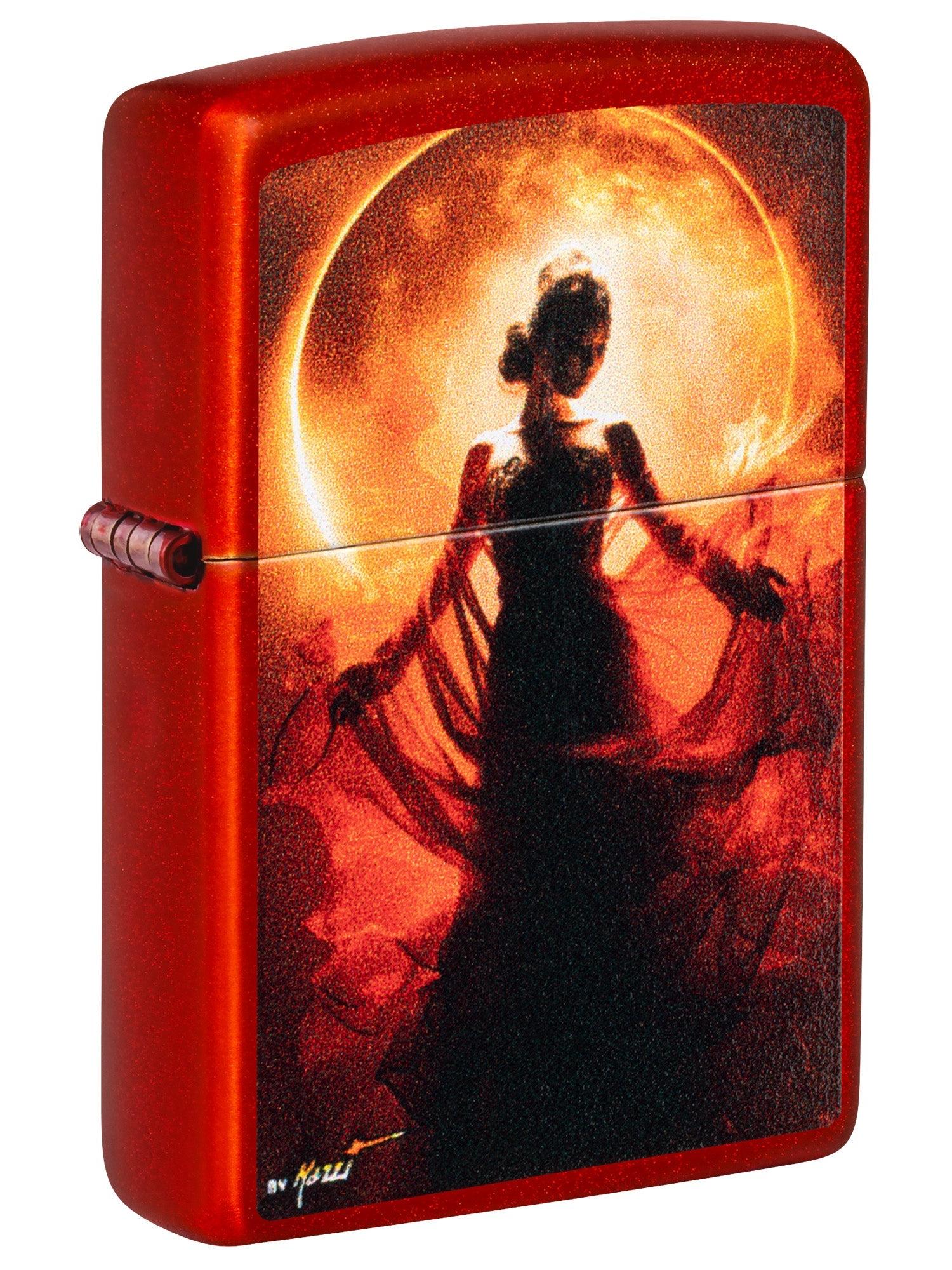 Zippo Lighter: Mazzi Woman Silhouette - Metallic Red 46410