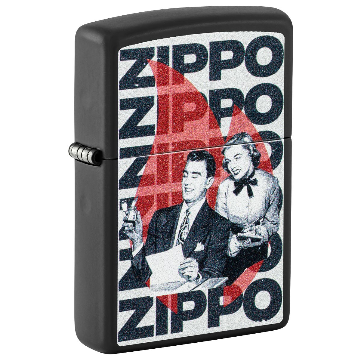 Zippo Lighter: Vintage Zippo Design - Black Matte 46475