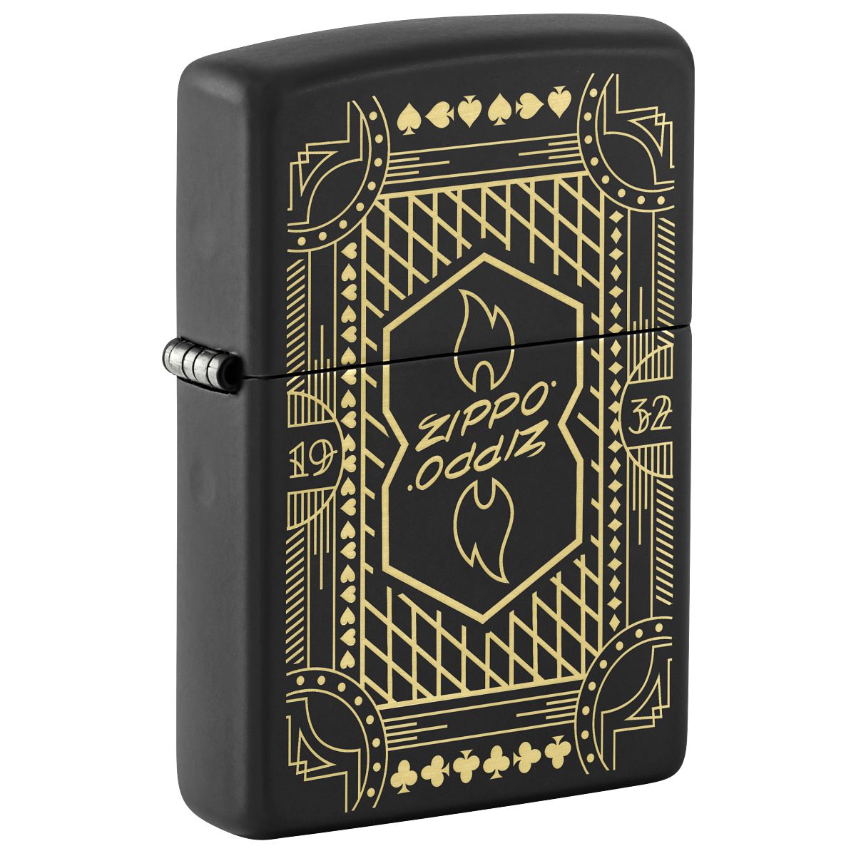 Zippo Lighter: Zippo Lines Design, Engraved - Black Matte 46483