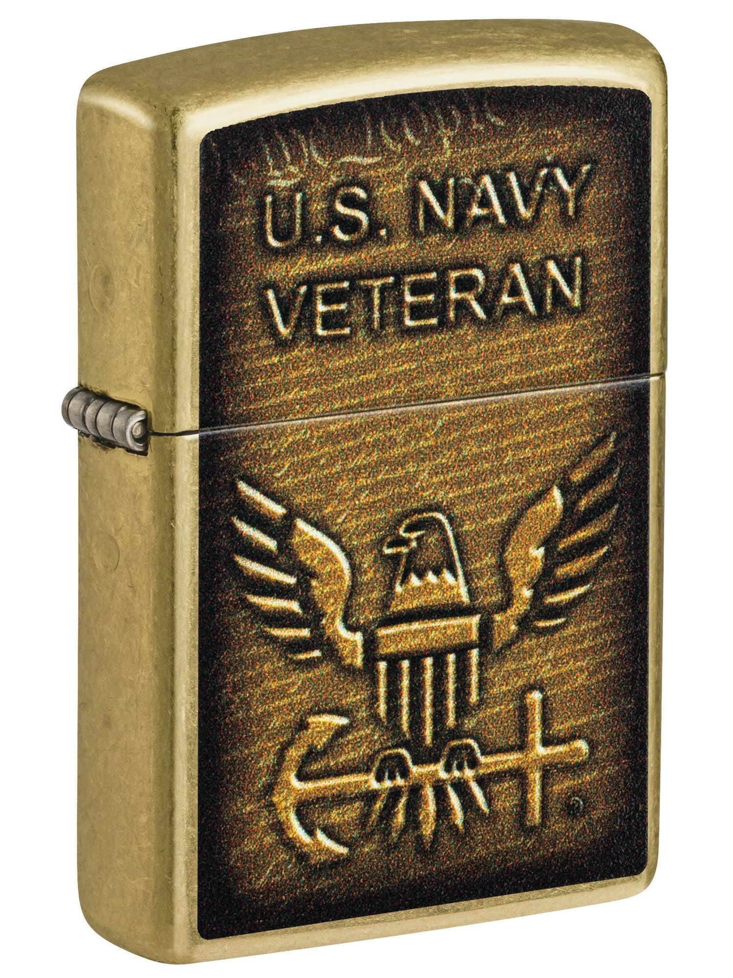 Zippo Lighter: U.S. Navy Veteran - Street Brass 46489