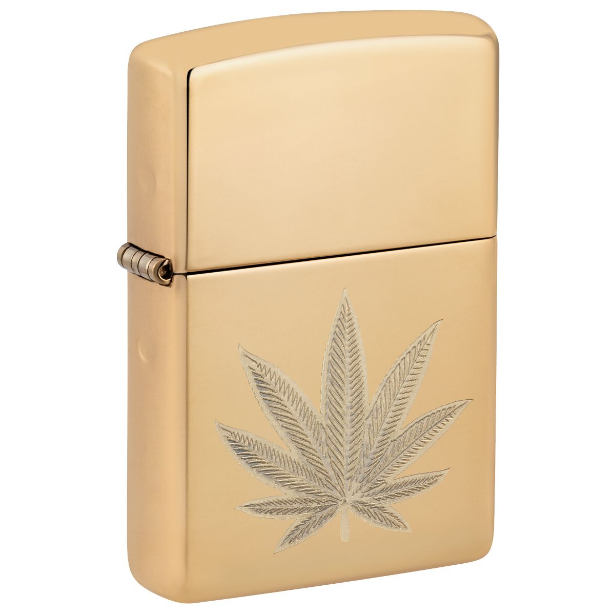 Zippo Lighter: Weed Leaf, Engraved - High Polish Brass 46560