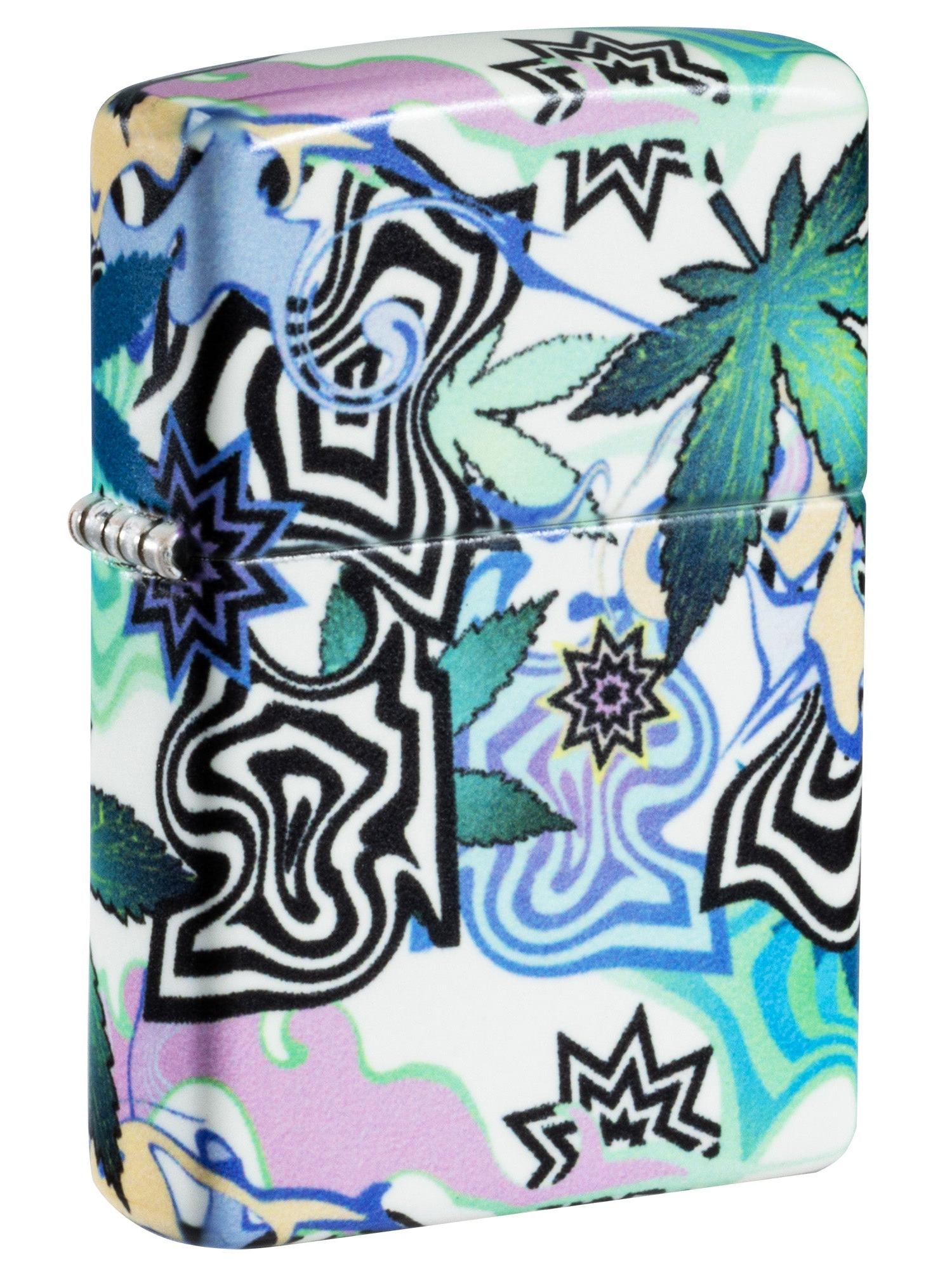 Zippo Lighter: Abstract Weed Leaf Design - Glow-in-the-Dark 46562