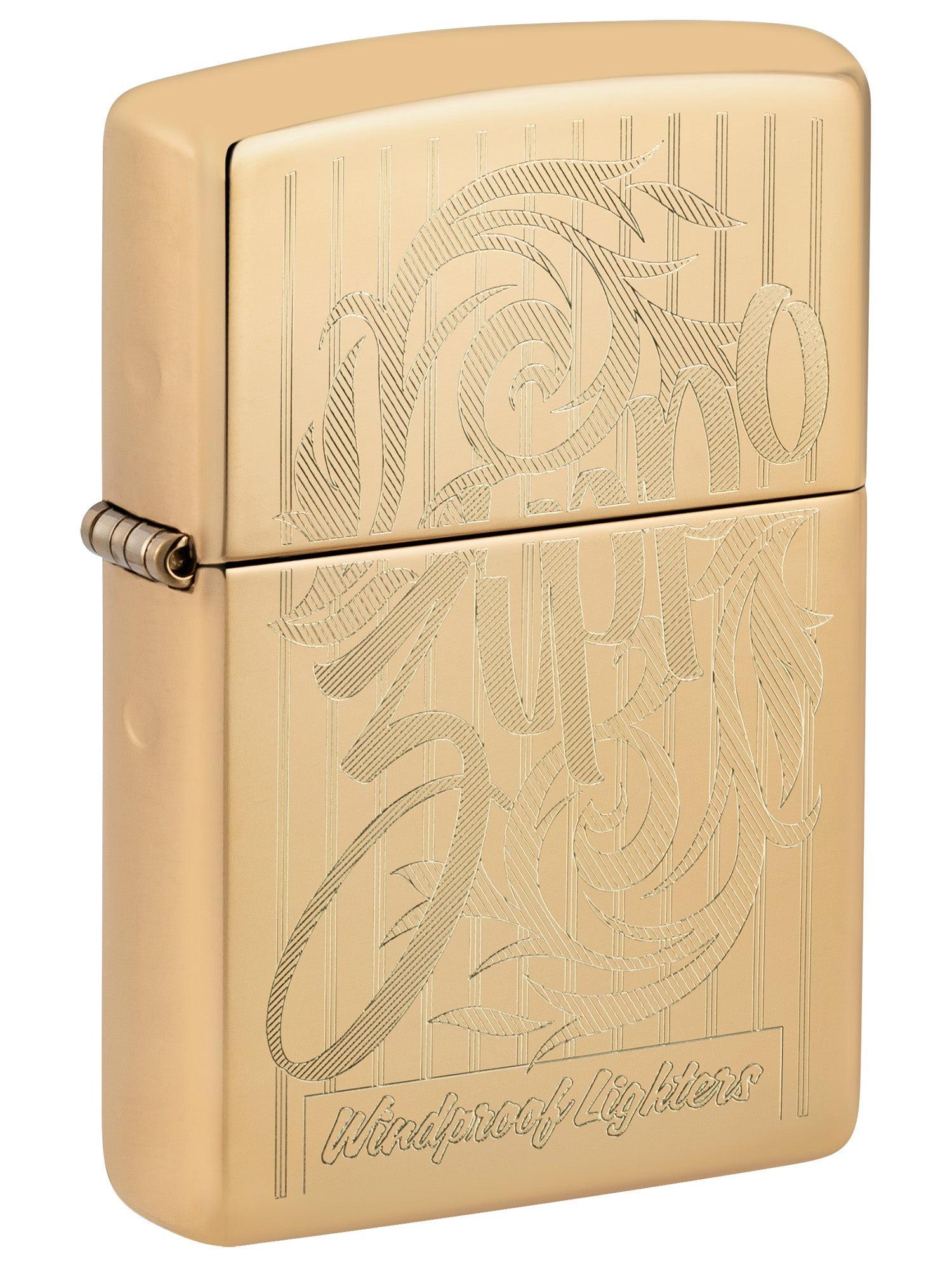 Zippo Lighter: Zippo Swirling Filigree Design, Engraved - High Polish Brass 46568