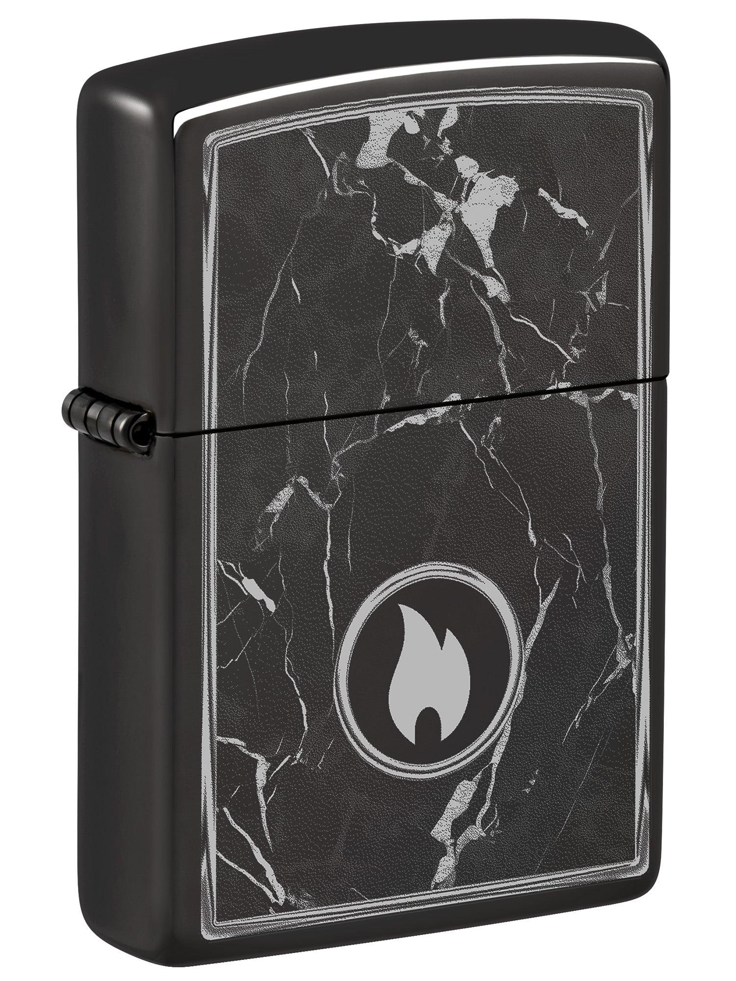 Zippo Lighter: Marble Flame Design, Photo Image - High Polish Black 46571