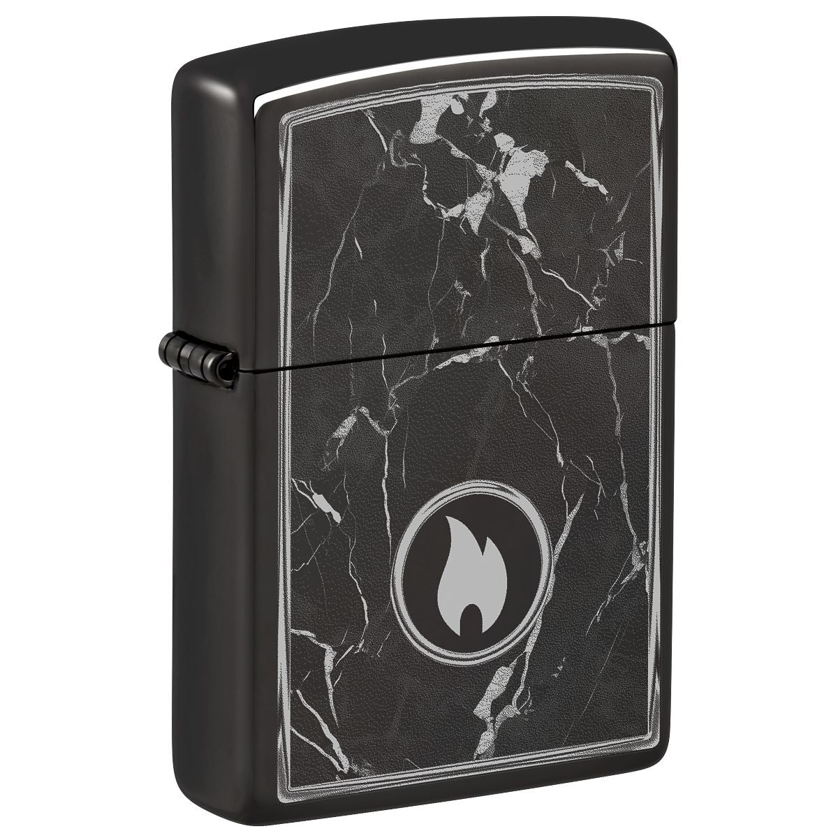 Zippo Lighter: Marble Flame Design, Photo Image - High Polish Black 46571