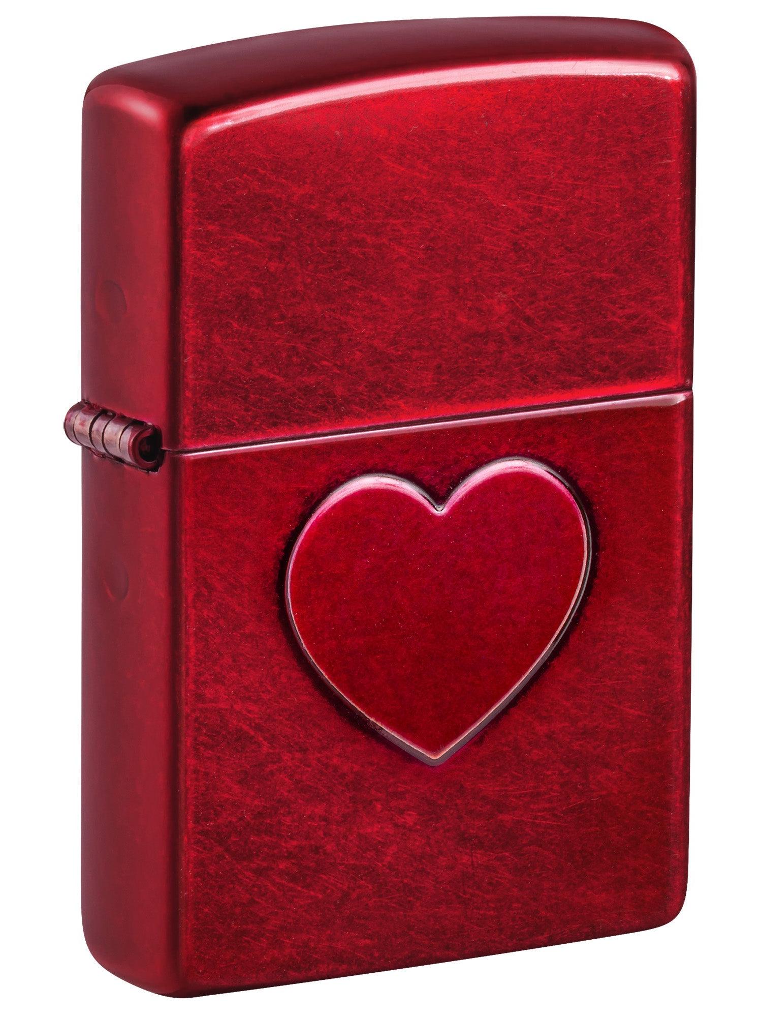 Zippo Lighter: Stamped Heart - Candy Apple Red 46588