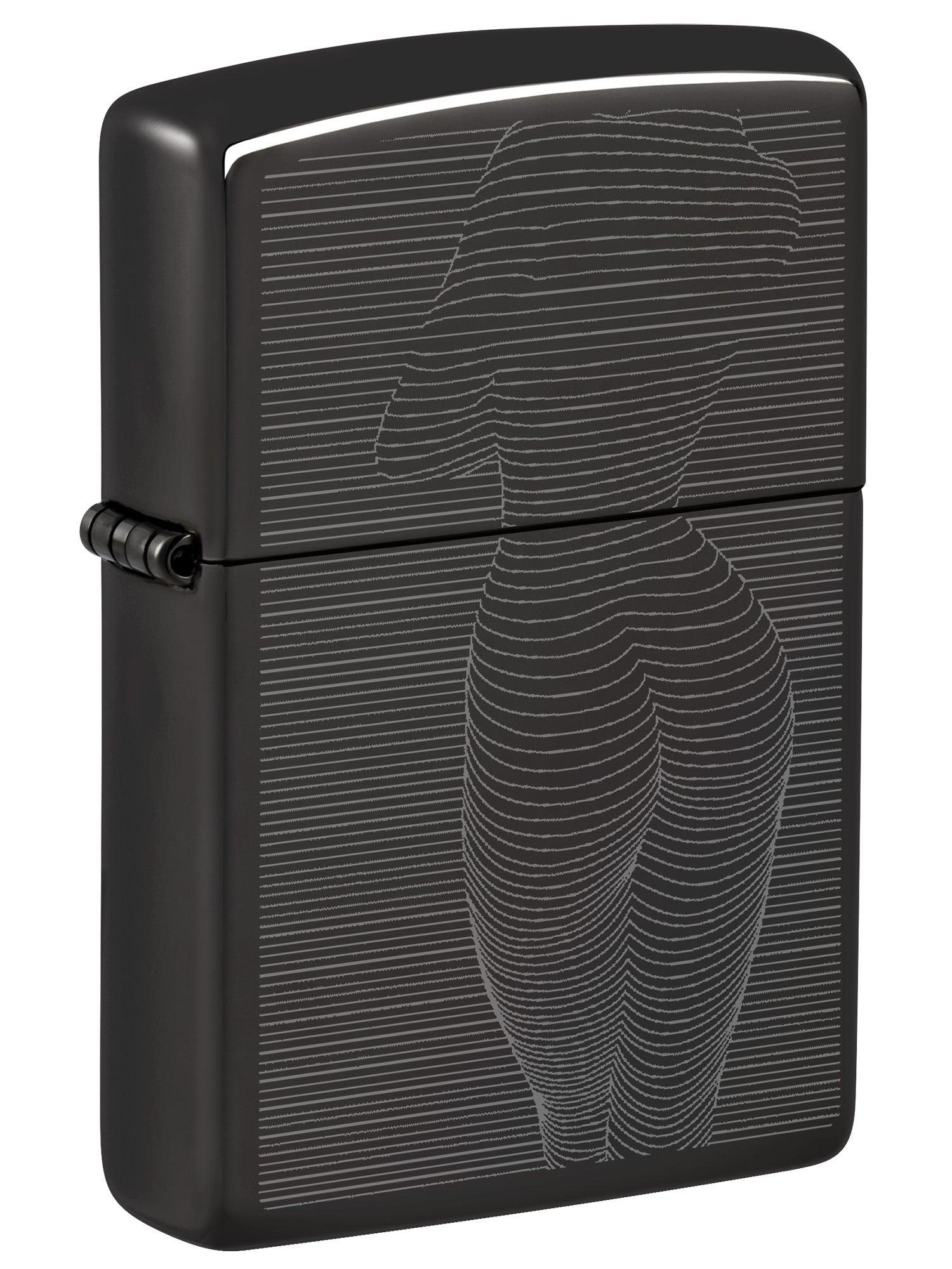 Zippo Lighter: Lady with Horizontal Lines - High Polish Black 46645