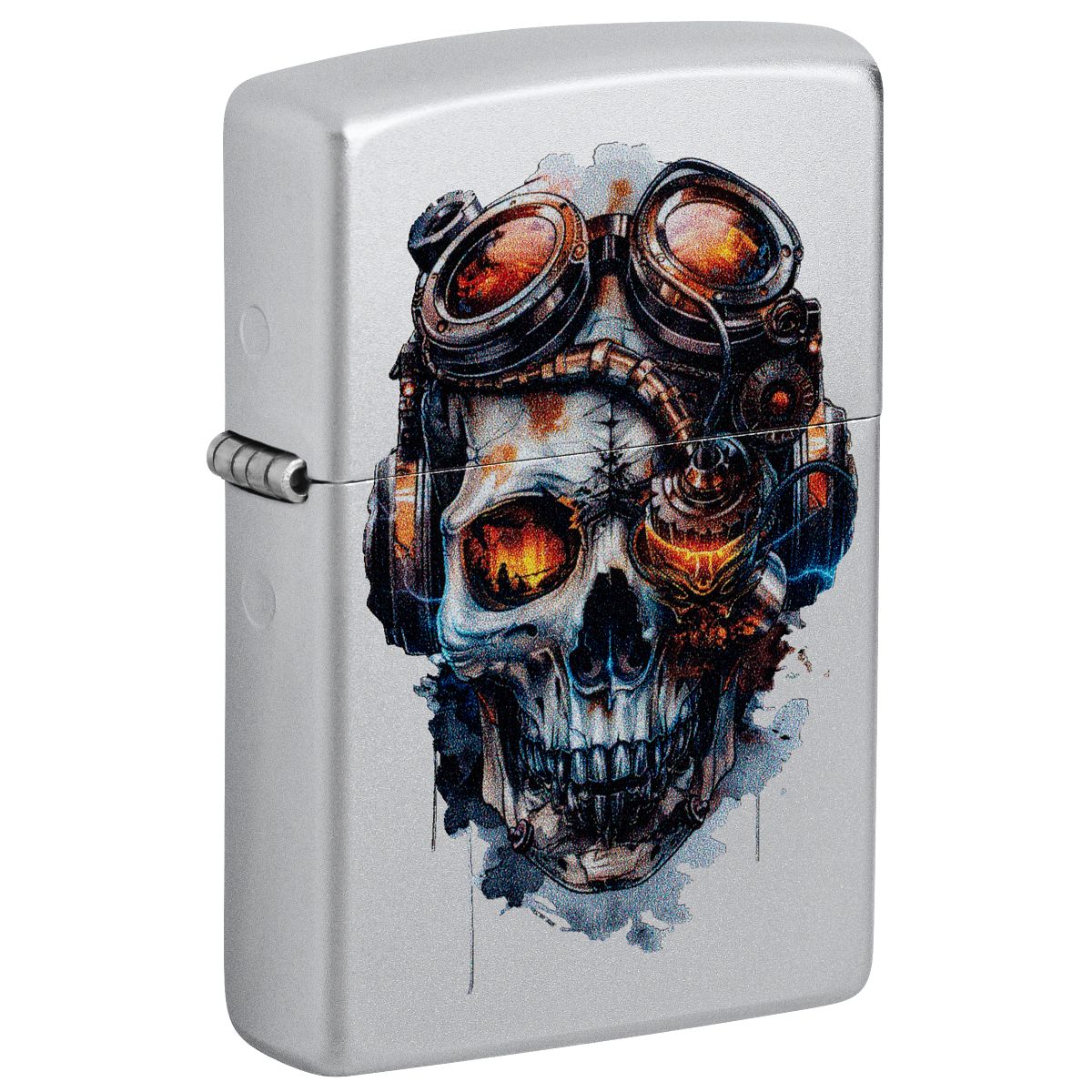 Zippo Lighter: Steampunk Skull - Satin Chrome 46668