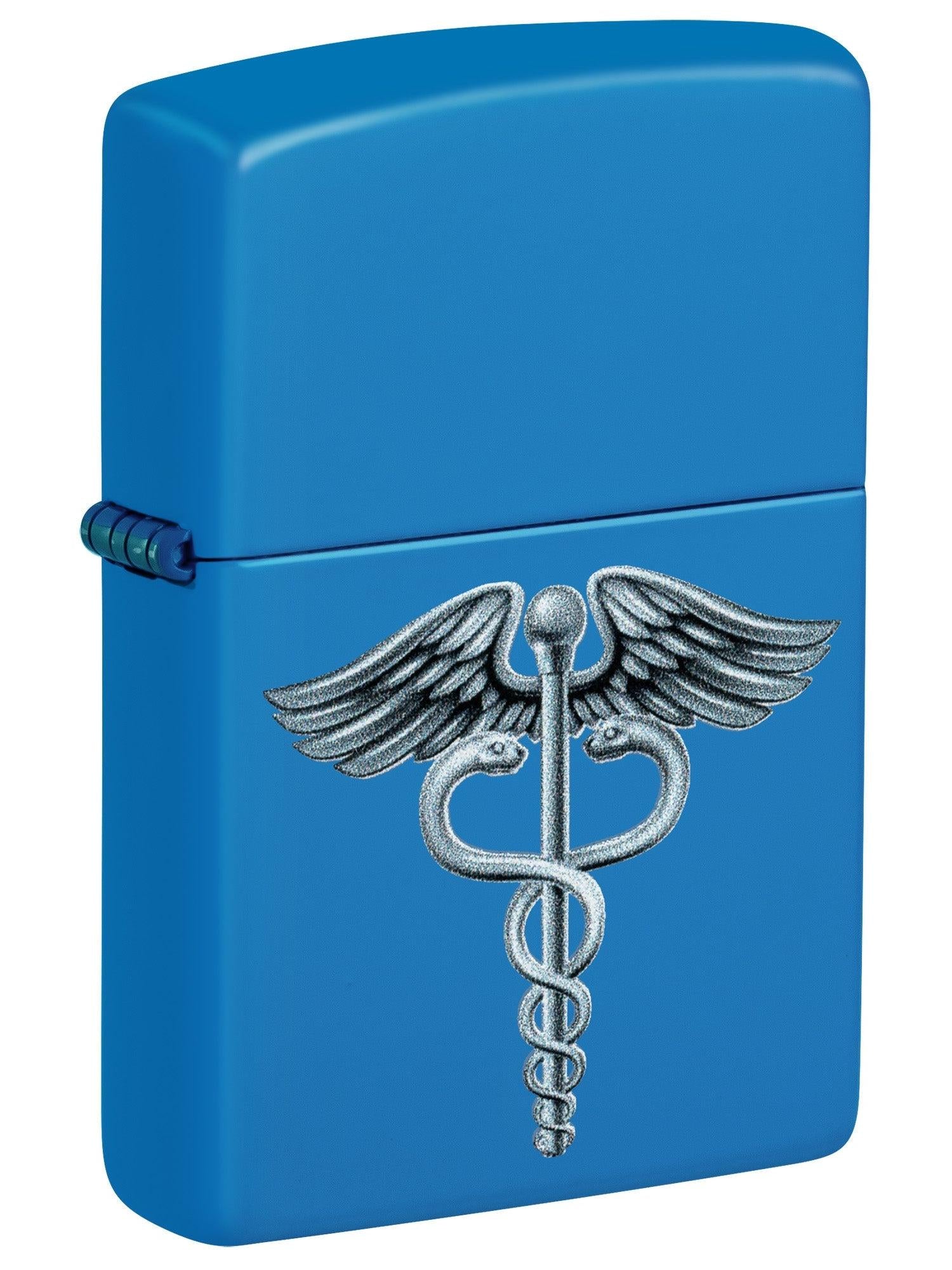 Zippo Lighter: Caduceus Symbol - Sky Blue Matte 46671