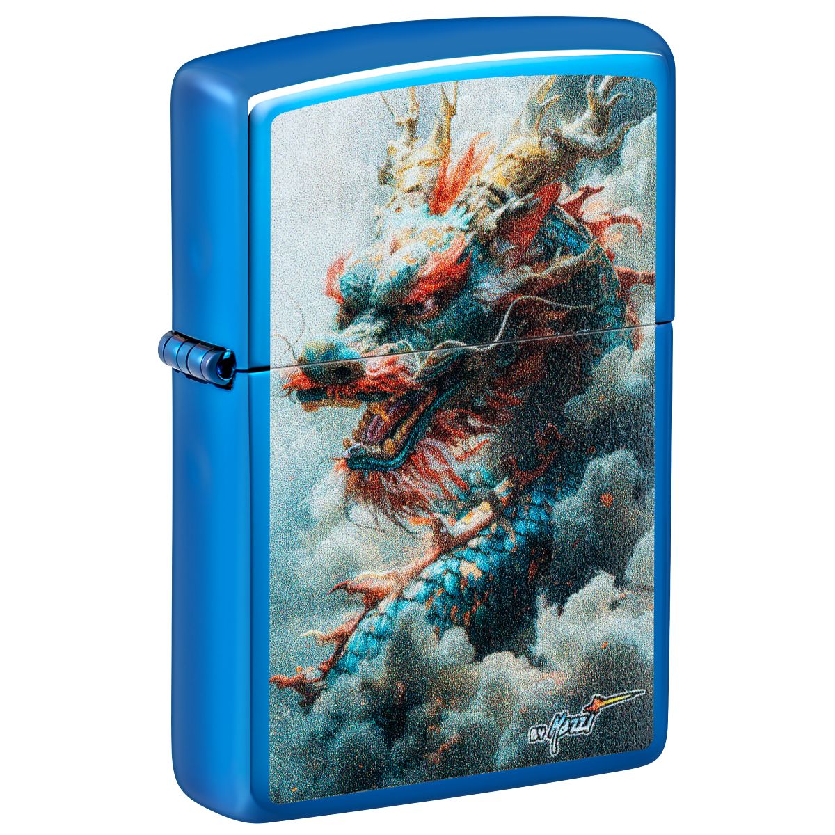 Zippo Lighter: Mazzi Dragon in the Sky - High Polish Blue 46686