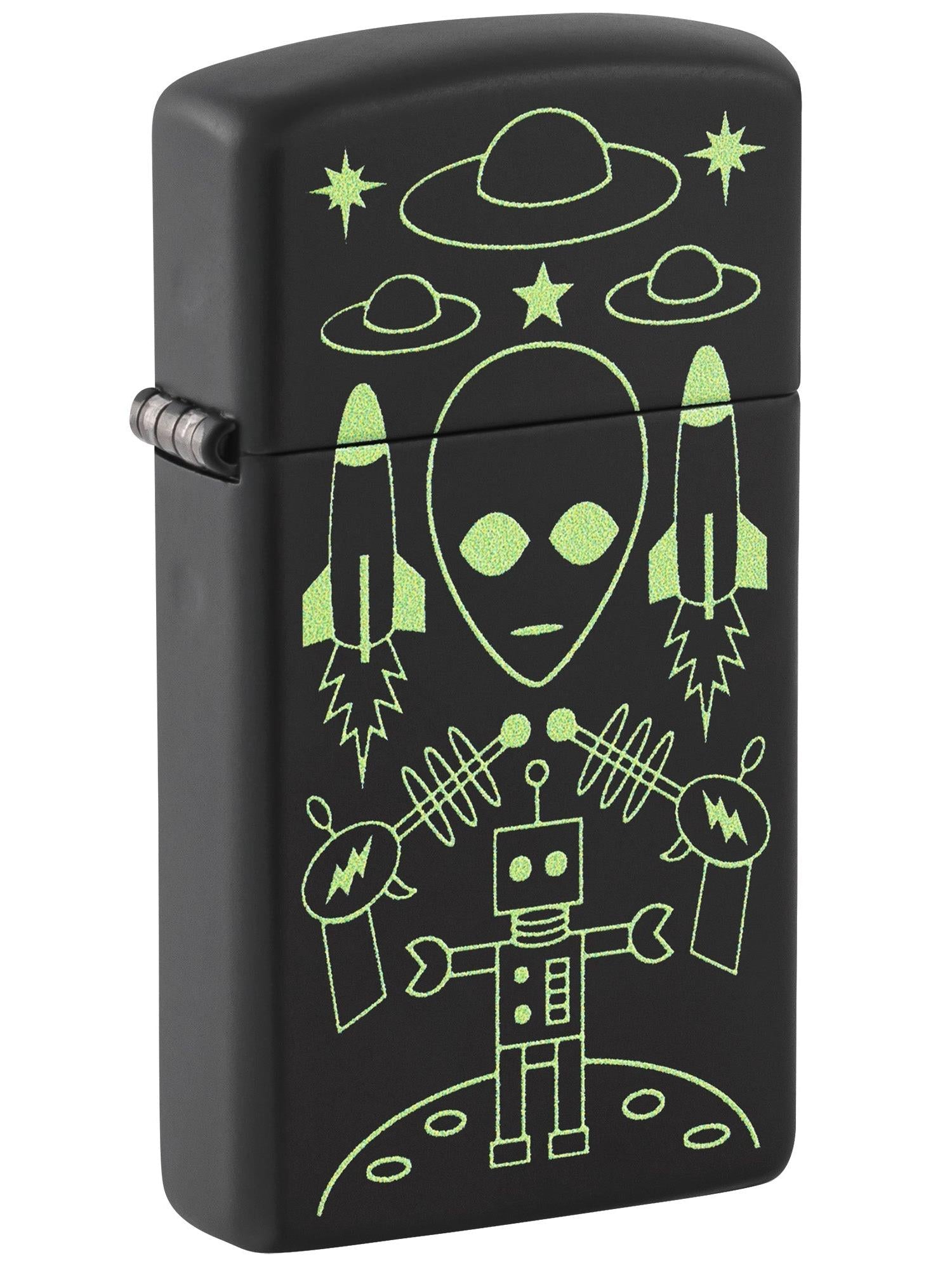 Zippo Lighter: Alien Invasion - Black Matte 46691