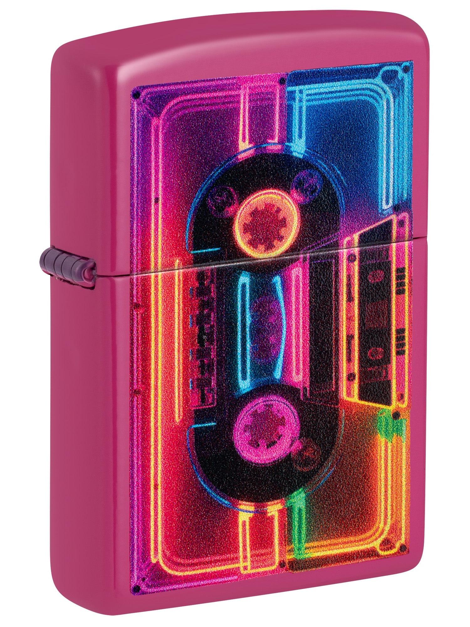 Zippo Lighter: Neon Cassette Tape - Frequency 46693