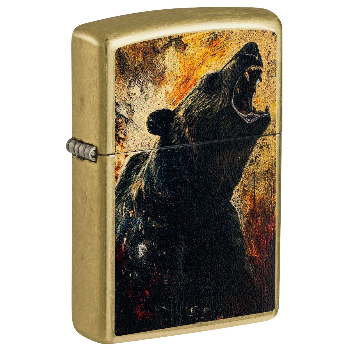 Zippo Lighter: Grizzly Bear Roar - Street Brass 46695