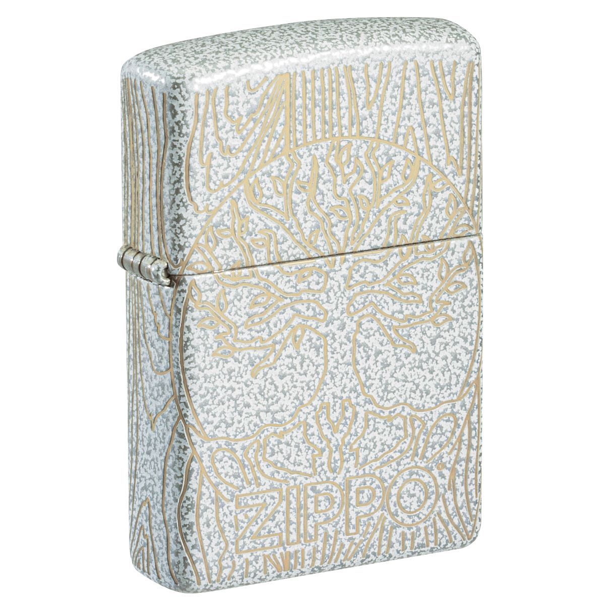 Zippo Lighter: Tree of Life Woodgrain, Laser 360 - Glacier 46697