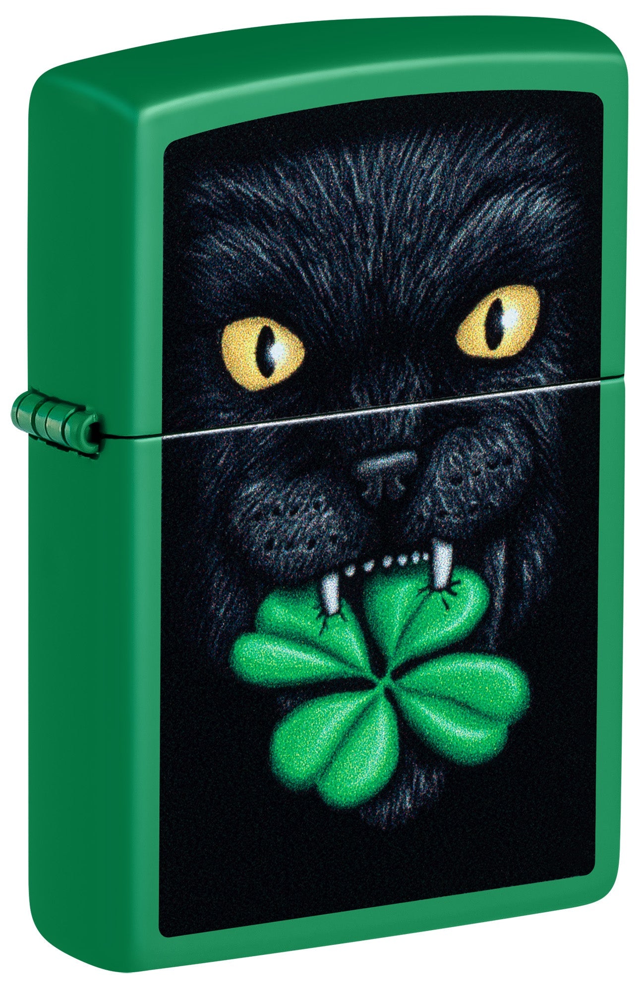 Zippo Lighter: Feline Lucky Design - Grass Green Matte 46721