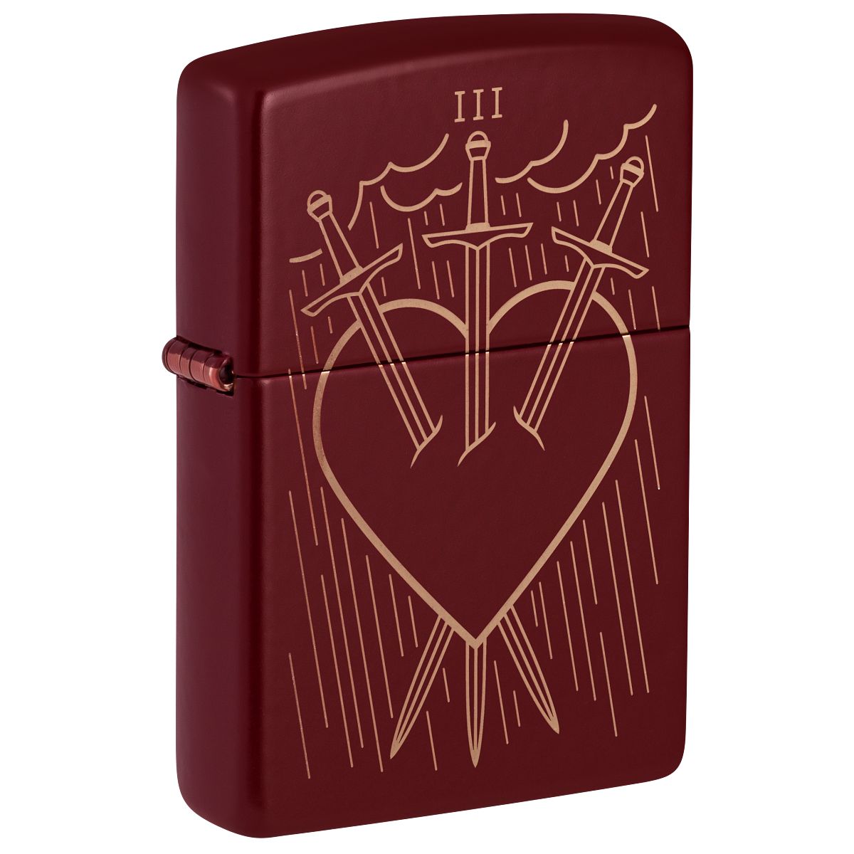 Zippo Lighter: Three of Swords Design - Merlot 46723