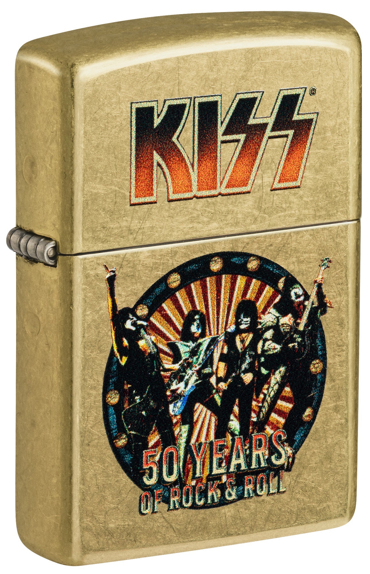 Zippo Lighter: KISS, 50 Years of Rock and Roll - Street Brass 46738