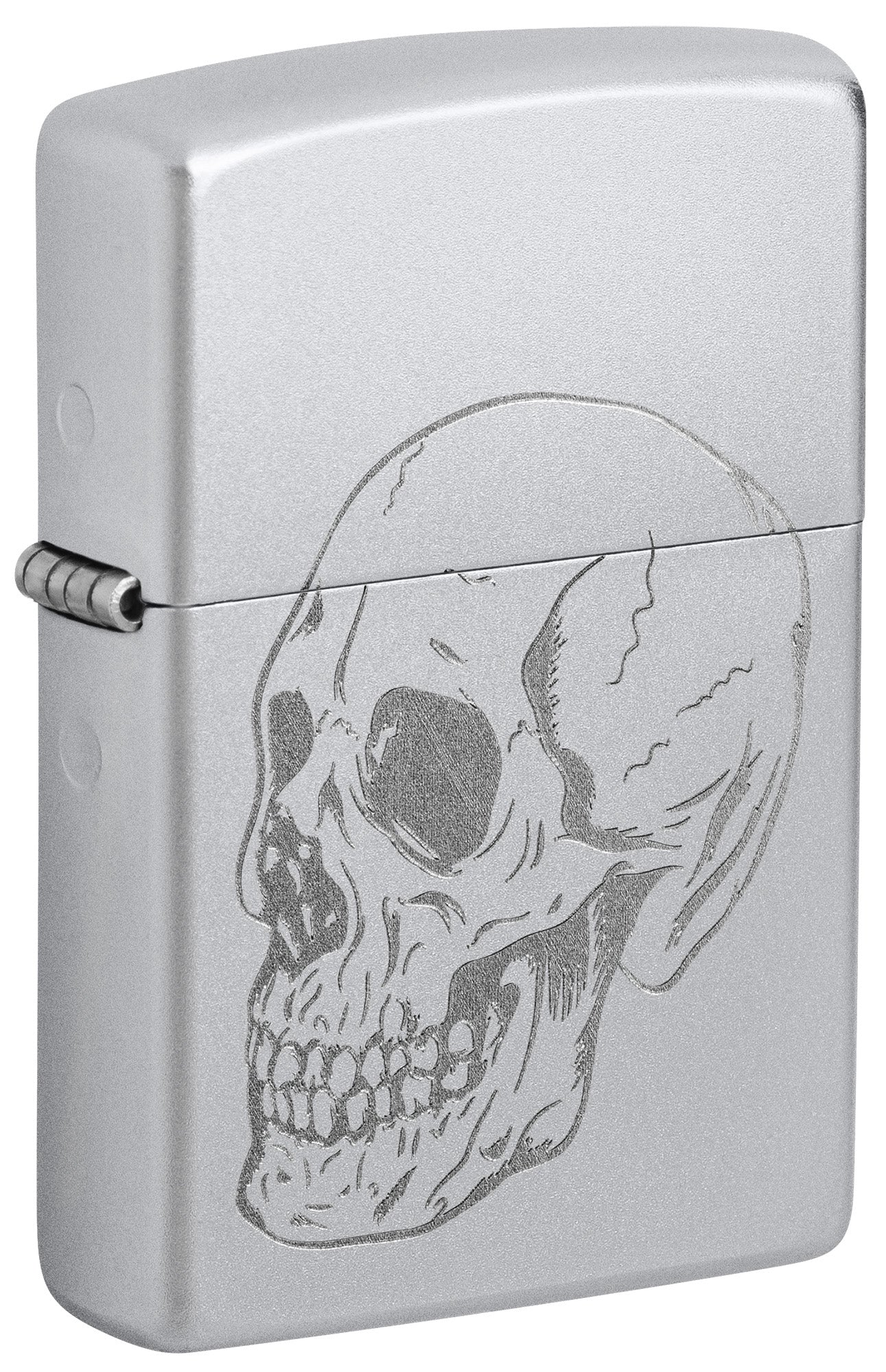 Zippo Lighter: Subtle Skull Design, Engraved - Satin Chrome 46749