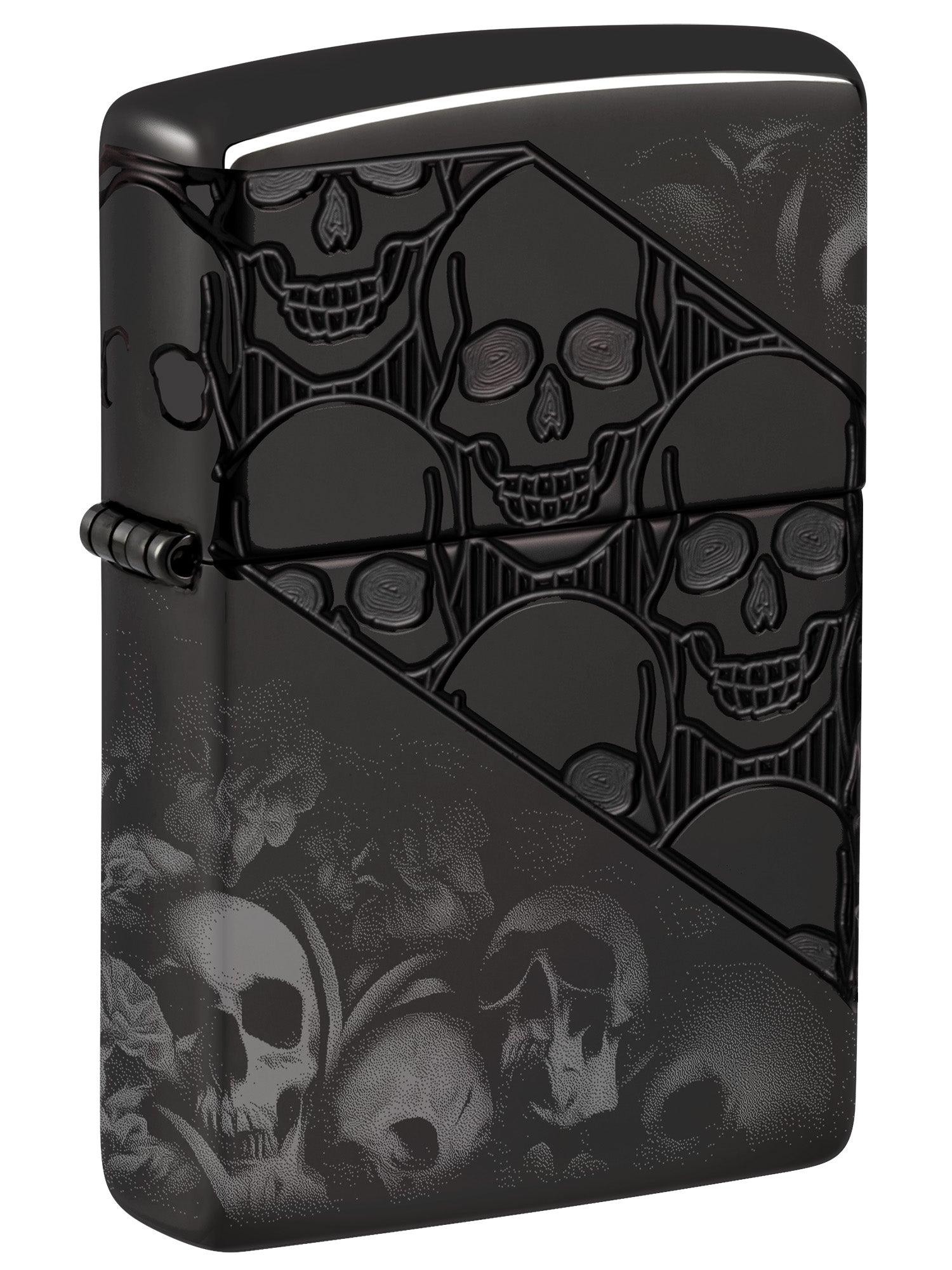 Zippo Lighter: Armor MultiCut Skull Collage, Photo 360 - High Polish Black 46751
