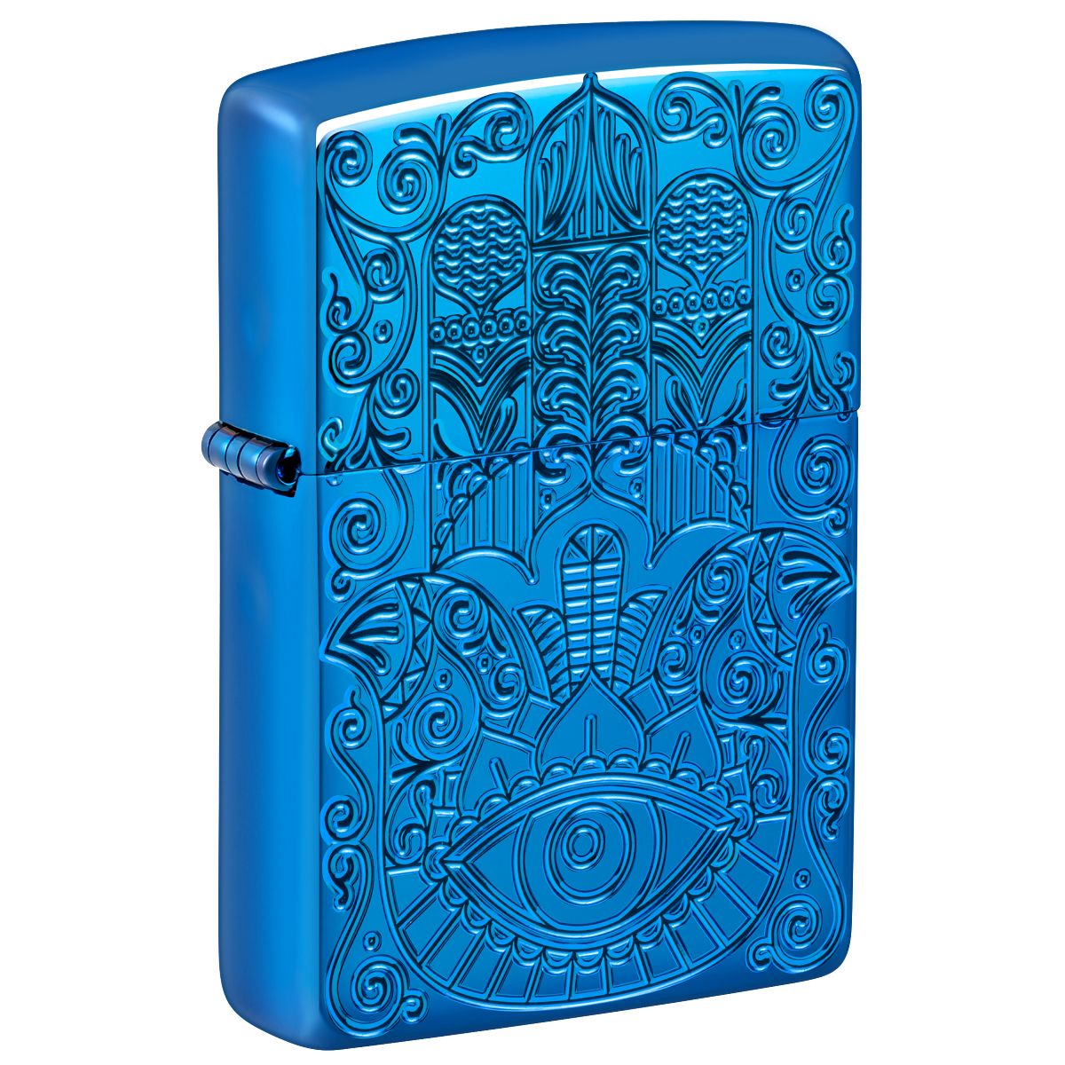 Zippo Lighter: Armor Hamsa Design, Deep Carved - High Polish Blue 46752