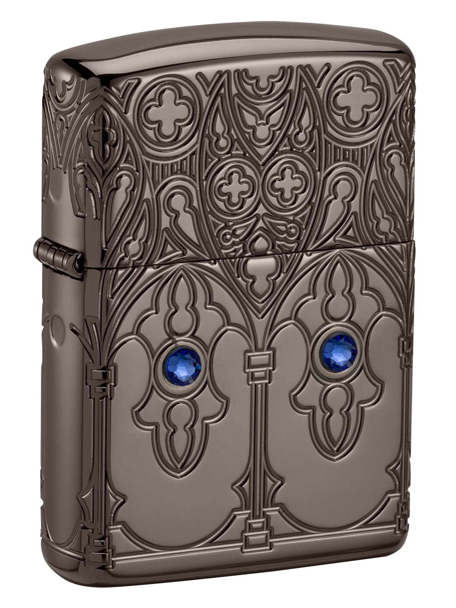 Zippo Lighter: Armor MultiCut Design with Crystals - Black Ice 46753