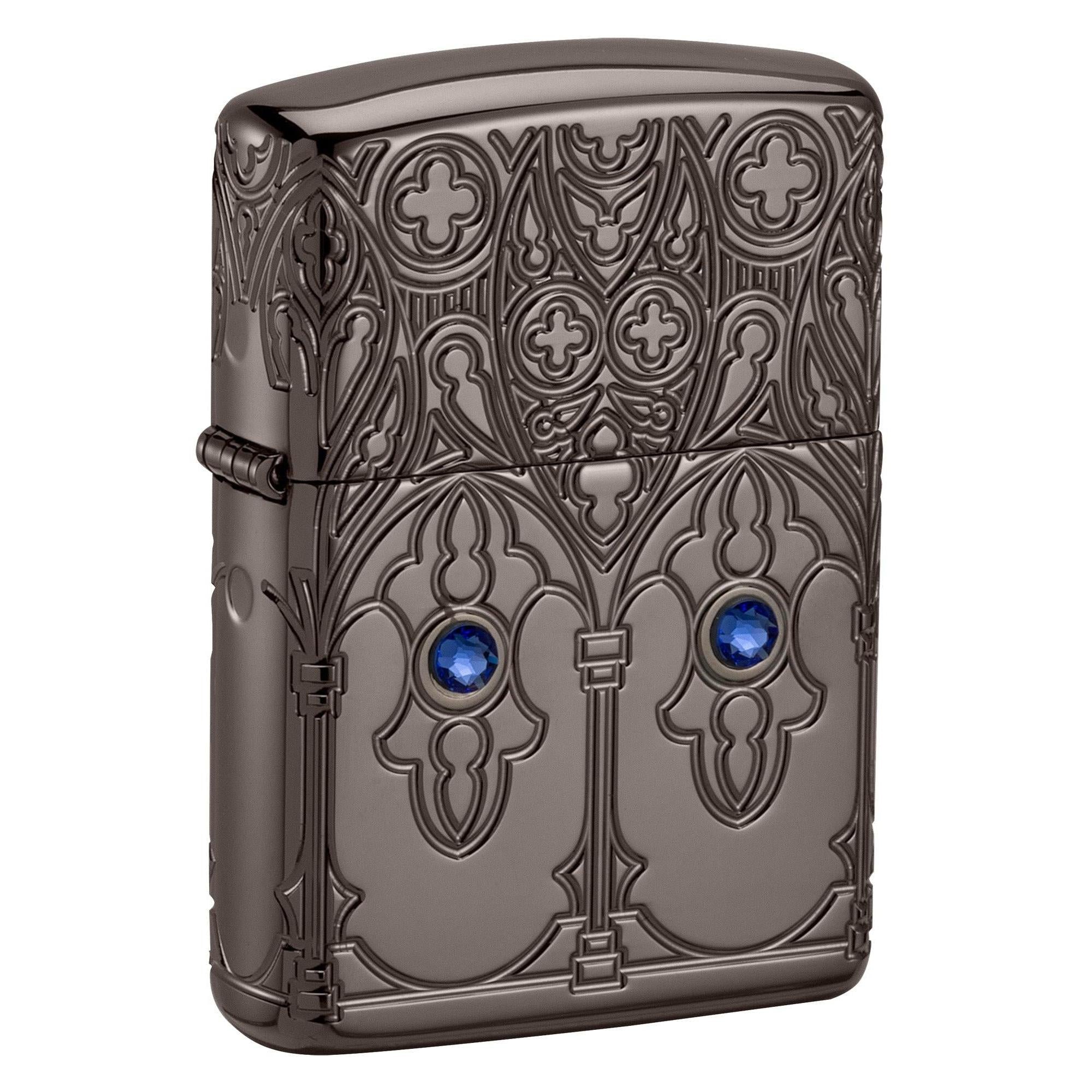 Zippo Lighter: Armor MultiCut Design with Crystals - Black Ice 46753