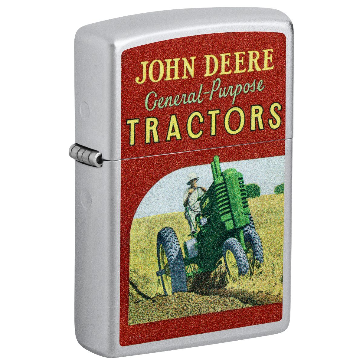 Zippo Lighter: John Deere, Vintage Ad - Satin Chrome 46757