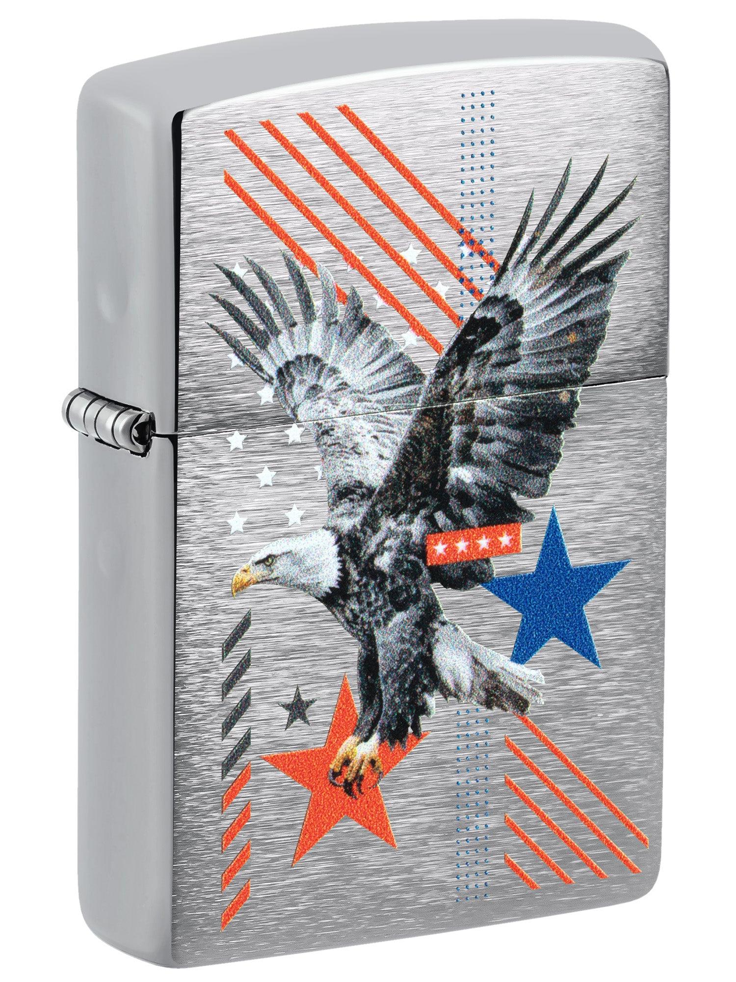 Zippo Lighter: Abstract Americana Design - Brushed Chrome 46820