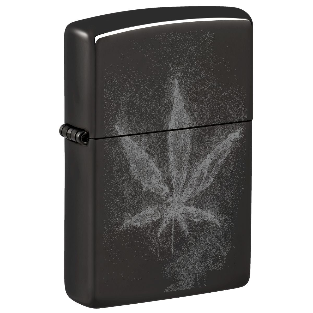 Zippo Lighter: Wispy Weed Leaf - High Polish Black 46823