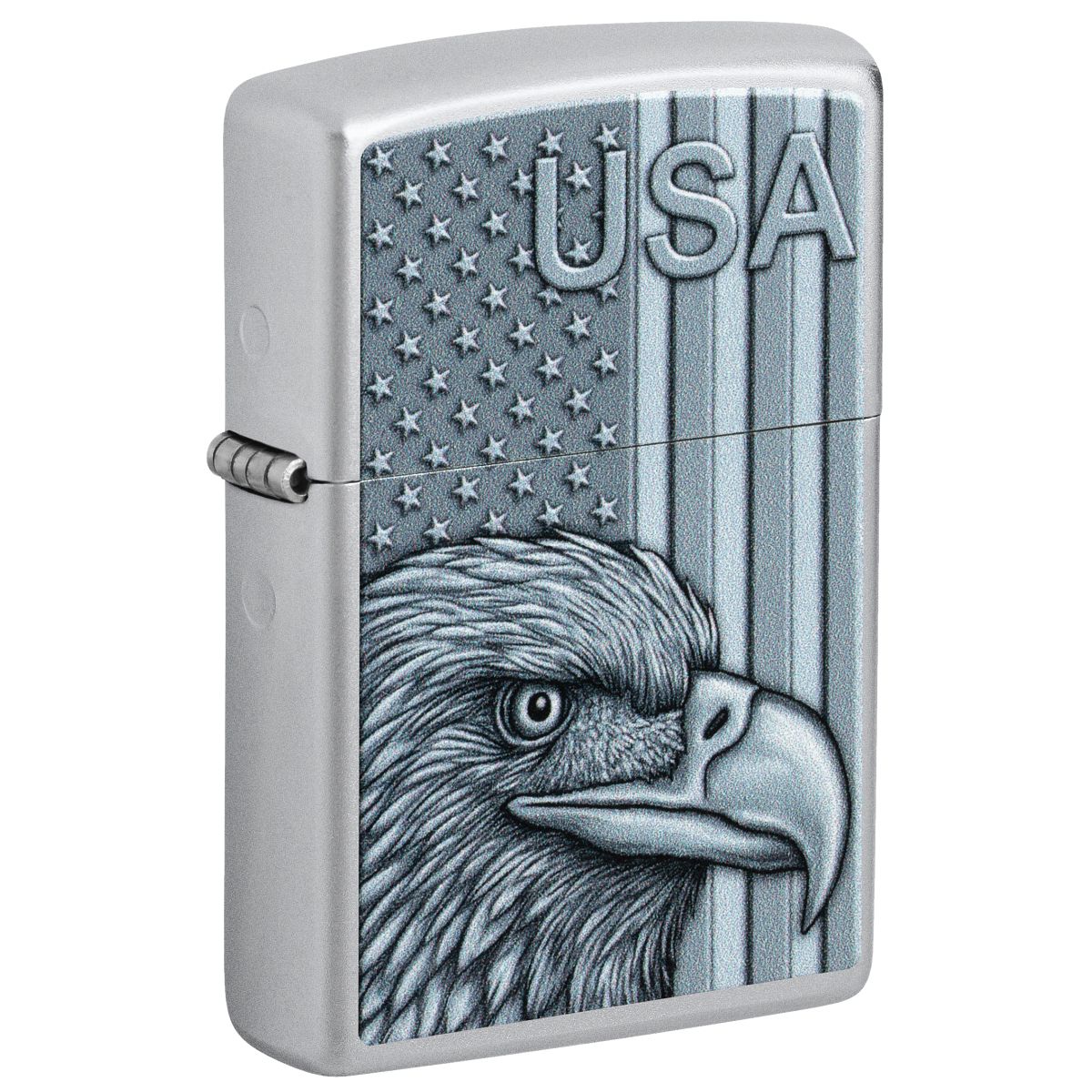 Zippo Lighter: USA Pride Design - Satin Chrome 46825