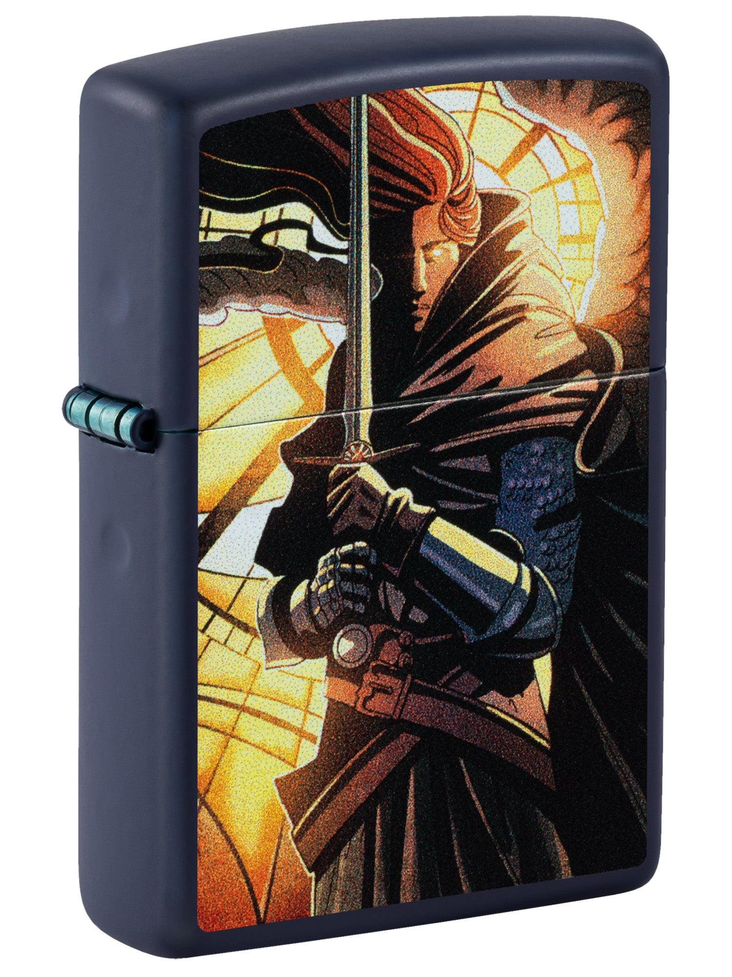 Zippo Lighter: Abstract Medieval Knight - Navy Matte 46833