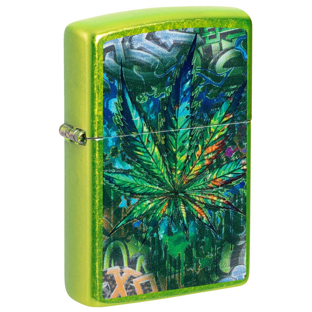Zippo Lighter: Graffiti Weed Leaf - Lurid 46846