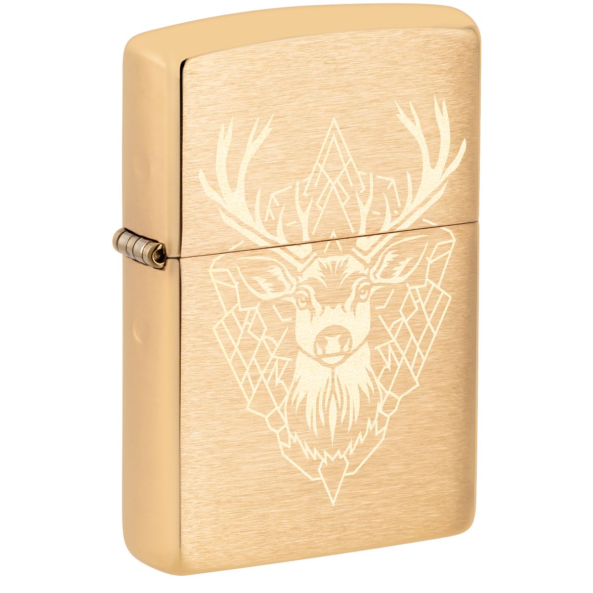 Zippo Lighter: Deer Design, Engraved - Brushed Brass 46863