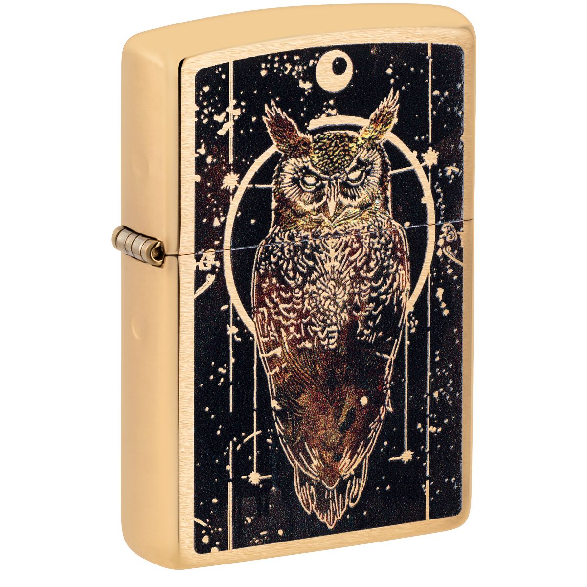 Zippo Lighter: Owl Design - Brushed Brass 46869